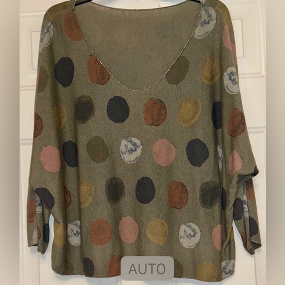 Italy Moda Watercolor Silk Polka Dot Women Sweater Lightweight Loose Fit - Picture 1 of 10